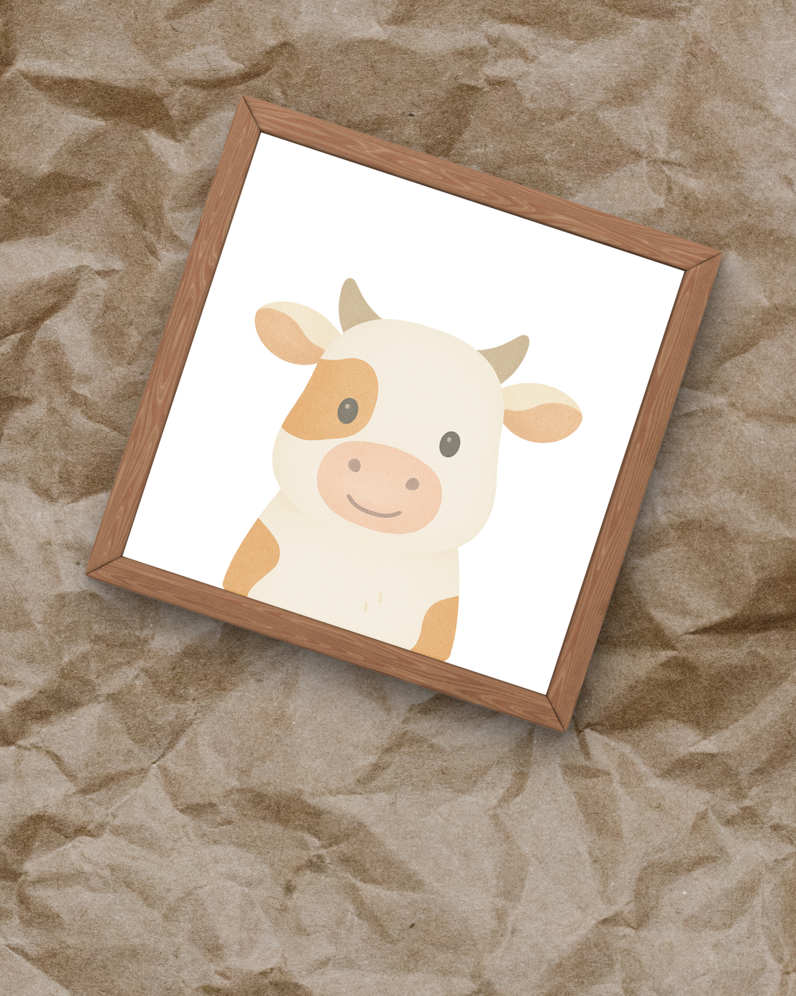 Framed illustration of a cow