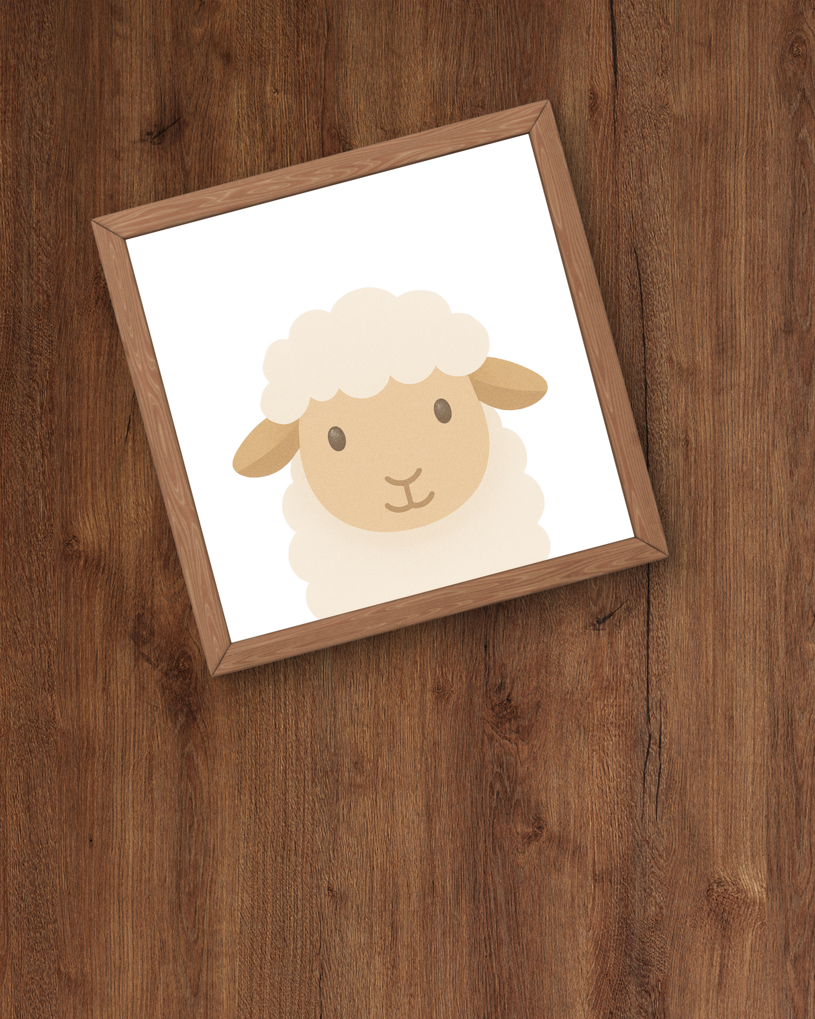 Framed illustration of a sheep's face